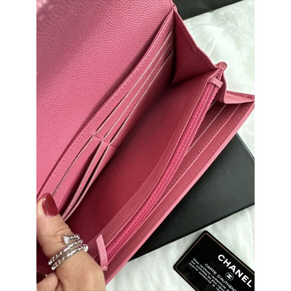 CHANEL Pink Caviar Leather Flap Wallet W/box - Picture 11 of 16